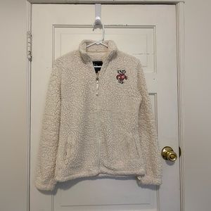 White Fluffy Badger Zip Up